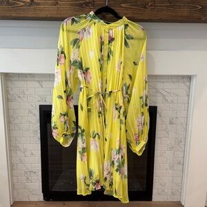 Beulah yellow pleated Floral Dress